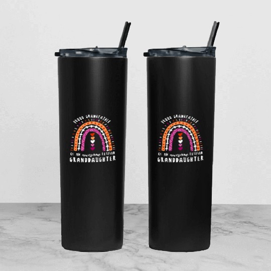 Proud Grandfather Lesbian Granddaughter Rainbow Tumbler With Lid And Straw