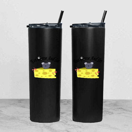 Eat cheese and sin, Best Street art! Classic Tumbler With Lid And Straw