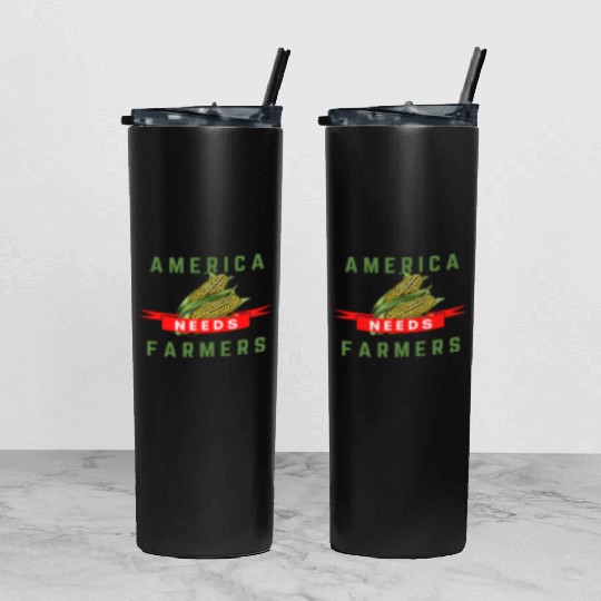 America Needs Farmers Tumbler With Lid And Straw - Gifts For Farmers