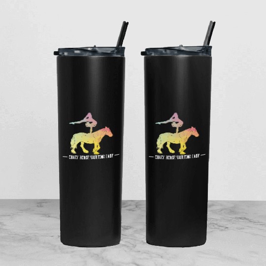 Crazy Horse Vaulting Lady Horseback Vaulting Tumbler With Lid And Straw