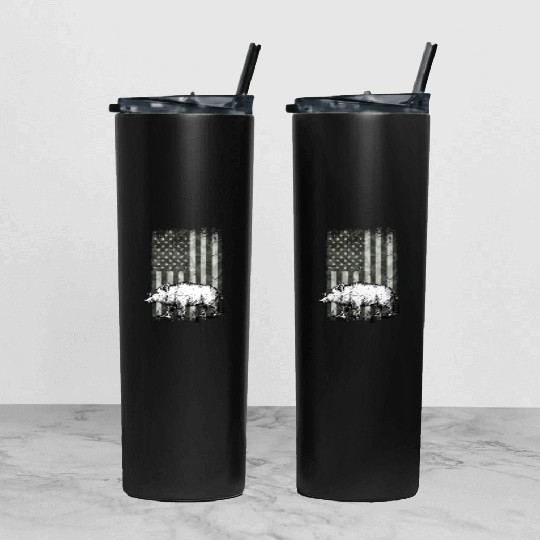 Patriotic Wild Boar Hunting Season For Hog Tumbler With Lid And Straw