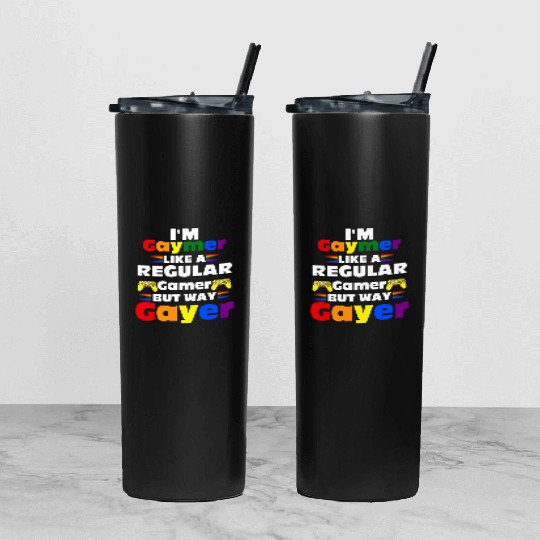 Funny Gaymer Gay Gamer Gayer - Pride Rainbow LGBT Tumbler With Lid And Straw
