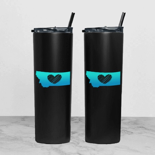 Montana Map Heart Tumbler With Lid And Straw