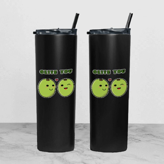 Kawaii Olive You for funny quote lover Tumbler With Lid And Straw