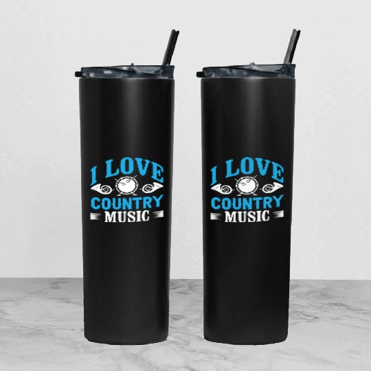 I love Country Music Tumbler With Lid And Straw