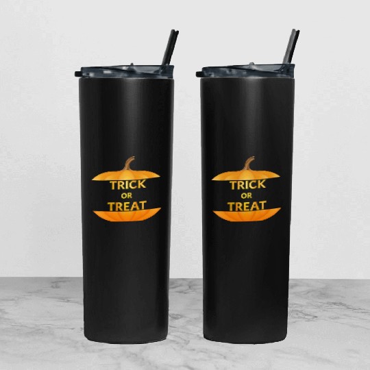 Halloween pumpkin trick or treat Tumbler With Lid And Straw