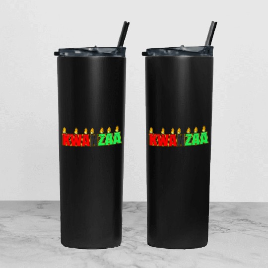 Afro American Candle Kinara Kwanzaa Tumbler With Lid And Straw