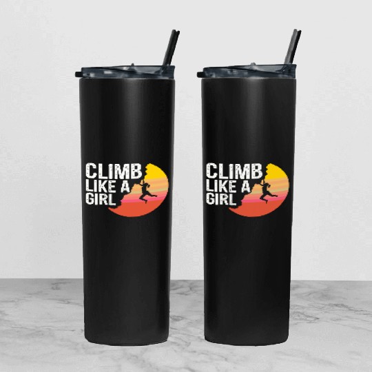 Climbing Mountaineering Climber Mountains Hiking Tumbler With Lid And Straw