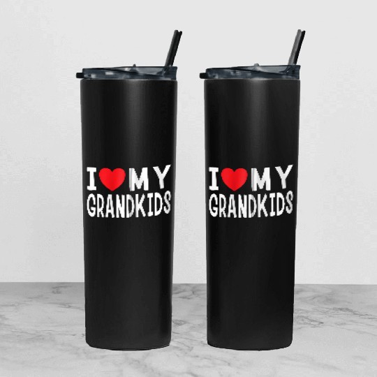 I Love My Grandkids Family Celebration Grandma Gra Tumbler With Lid And Straw