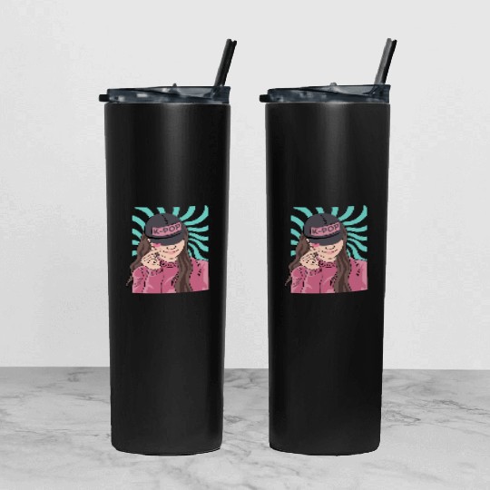 K-POP Fanatic Korean or Asian Gift Tumbler With Lid And Straw