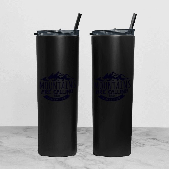 The Mountains Call I Must Go Hiking Mountaineering Tumbler With Lid And Straw