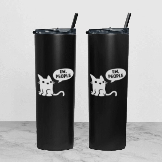 comic cat ew people Tumbler With Lid And Straw