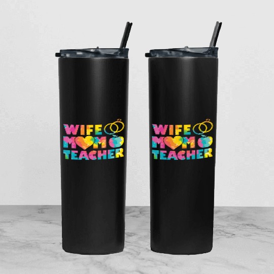 Wife Mom Teacher Mama Mothers Day Tumbler With Lid And Straw