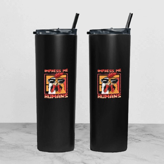 Rooster Cock Sunglasses Tumbler With Lid And Straw