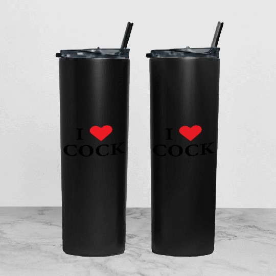 I Love Cock Tumbler With Lid And Straw