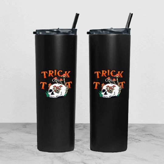 Trick or Treat People With Kindness Skeleton Hallo Tumbler With Lid And Straw
