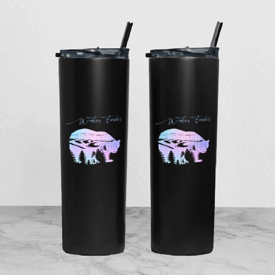 Winter stories Bear Trees Pastel Rainbow Tumbler With Lid And Straw