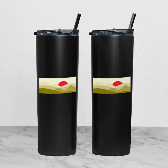 Minimalist Sun Olive Green Tumbler With Lid And Straw
