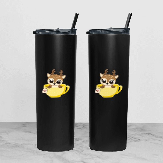 Girls Baby reindeer in cup Christmas kid gifts Tumbler With Lid And Straw