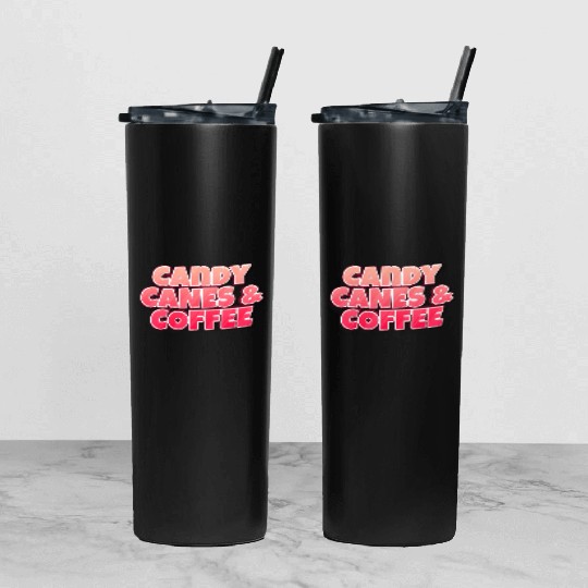 Candy Cane Candy Canes And Coffee Tumbler With Lid And Straw