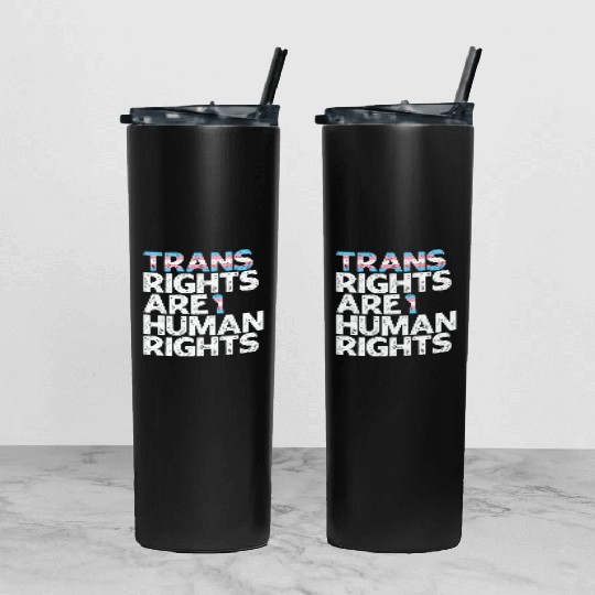 LBGT Flag Gay Pride Trans rights are human rights Tumbler With Lid And Straw