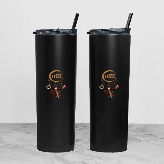 Winter dreamcatcher Christmas Chess Tumbler With Lid And Straw