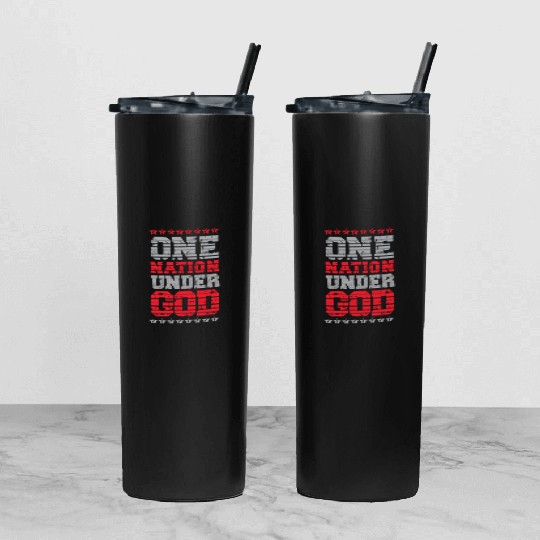 One Nation Under God USA American US America Tumbler With Lid And Straw