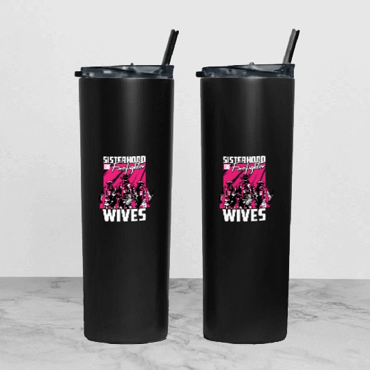 Firefighter Thin Red Line Sisterhood Tumbler With Lid And Straw