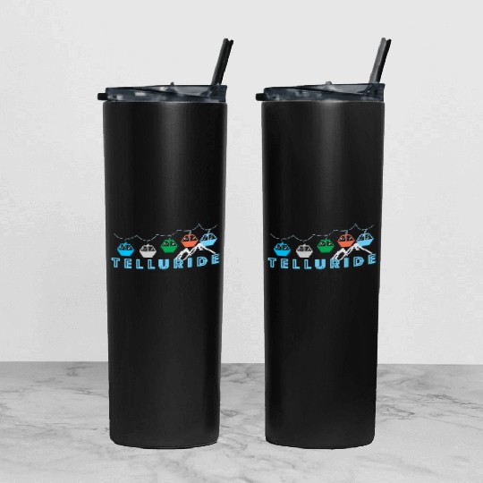 Colorado Ski Mountain Gondola Telluride Tumbler With Lid And Straw