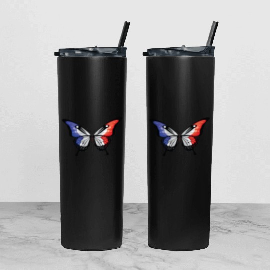 France Swallowtail Butterfly Flag Tumbler With Lid And Straw