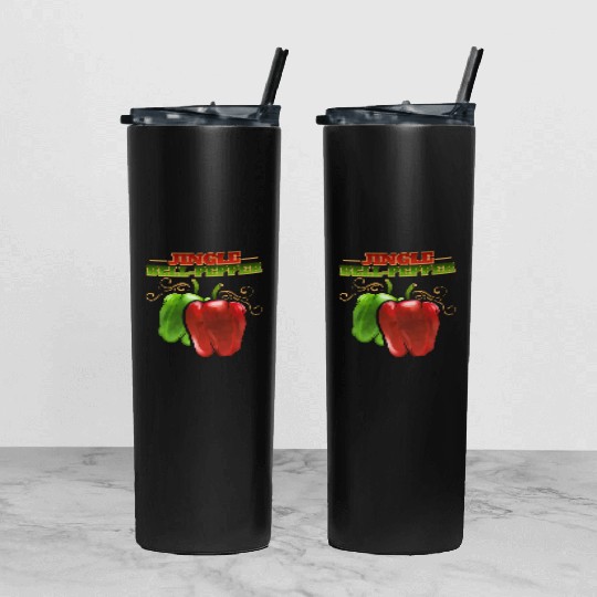Red And Green Jingle Bell Pepper For Christmas Tumbler With Lid And Straw