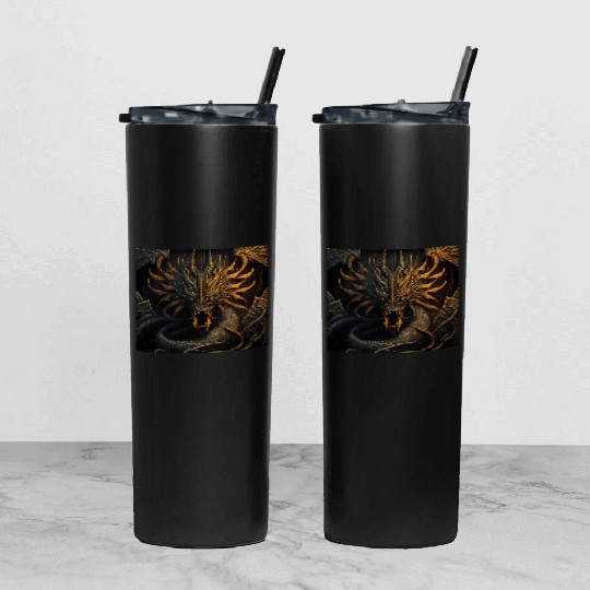 Dark fantasy dragon cover version 2 Tumbler With Lid And Straw