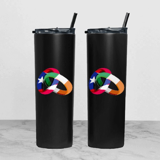 Puerto Rico Flag Ireland Ring Marriage Wedding Tumbler With Lid And Straw