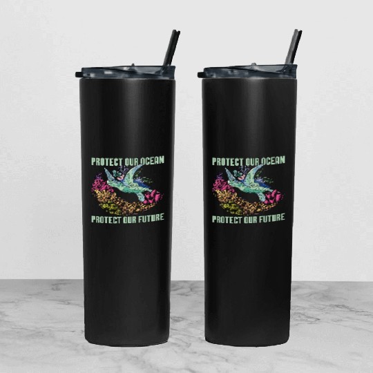Marine Biology Protect Our Ocean Loves Marine Life Tumbler With Lid And Straw