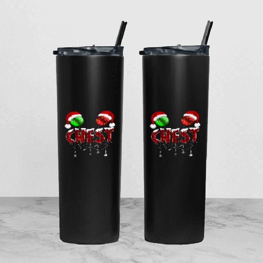 Chest Nuts Christmas Funny Matching Couple Tumbler With Lid And Straw