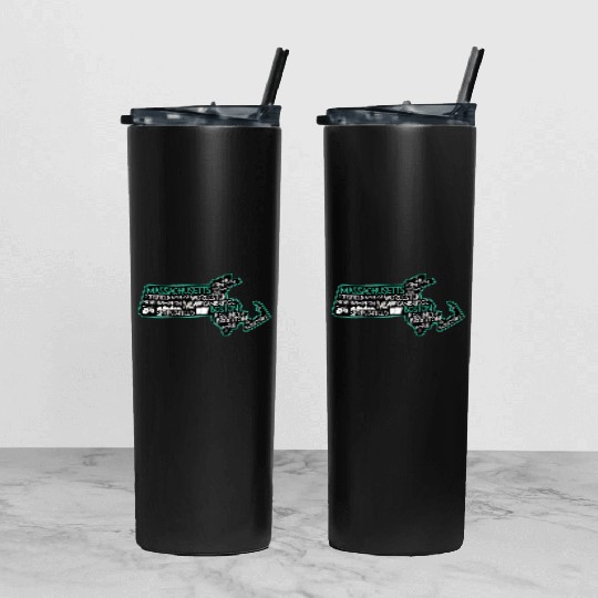 Massachusetts Boston cute map Salem Lowell Lawrenc Tumbler With Lid And Straw