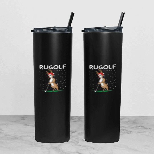 Golf Reindeer Pun Golfer Rugolf Golfing Tumbler With Lid And Straw