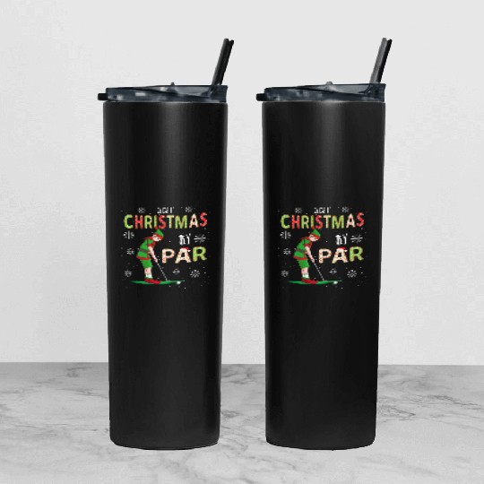 Golf Elf Pun Golfer Christmas Golfing Tumbler With Lid And Straw