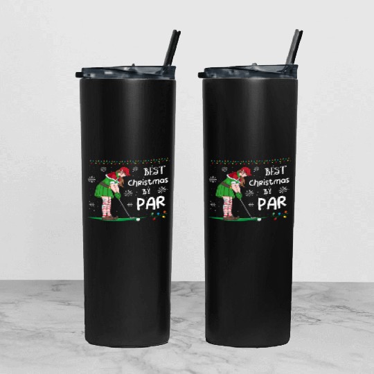 Golf Elf Pun Golfer Christmas Golfing Tumbler With Lid And Straw