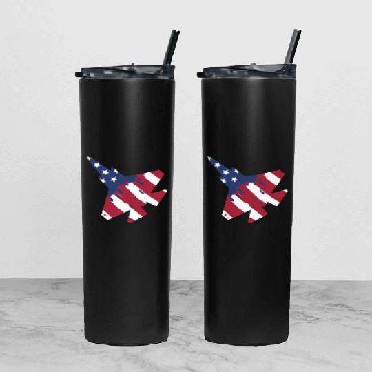 F-35 Lightning Military American Painted Flag Jet Tumbler With Lid And Straw
