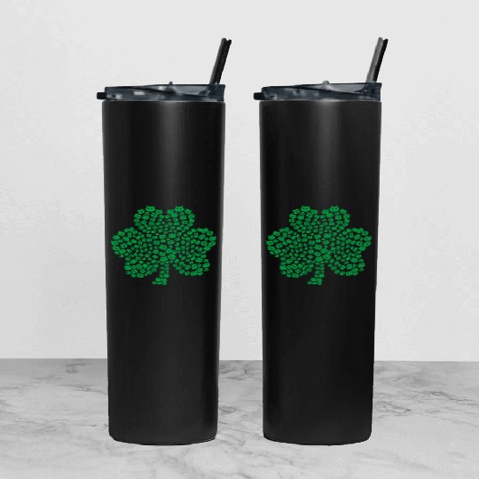 Womens cats Icon white Shamrock St. Patrick's Day Tumbler With Lid And Straw