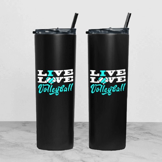 Volleyball Live Love Light Blue For Girlsns Tumbler With Lid And Straw