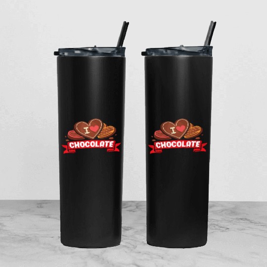 I Love Chocolate Sweets Candy Chocolate Bar Tumbler With Lid And Straw