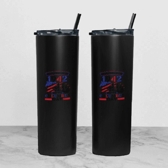 Columbus Day 1942 American Italian Christopher Tumbler With Lid And Straw