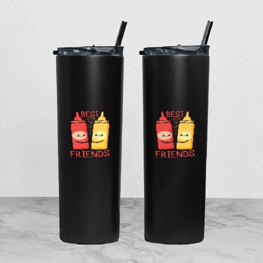 Ketchup Mustard Best Friends Forever Tumbler With Lid And Straw