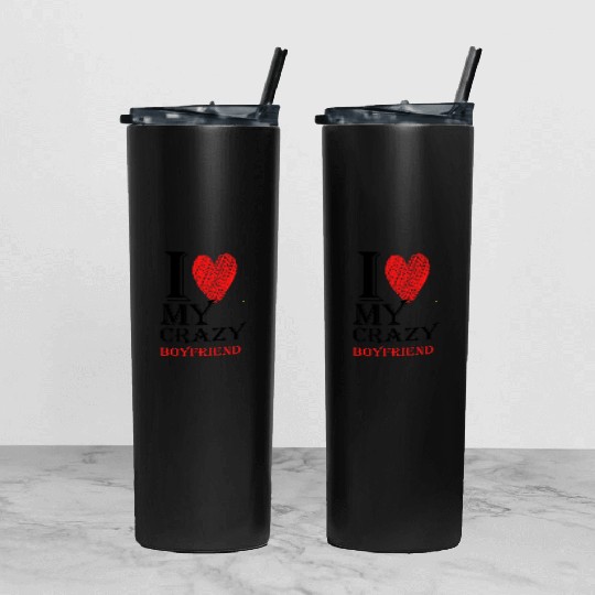 I Love My Crazy Boyfriend Purview With Red heart95 Tumbler With Lid And Straw