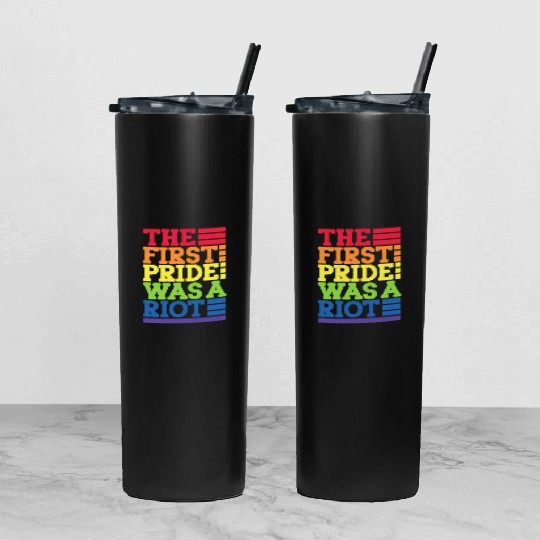 The First Pride Was A Riot, LGBT Rainbow Tumbler With Lid And Straw
