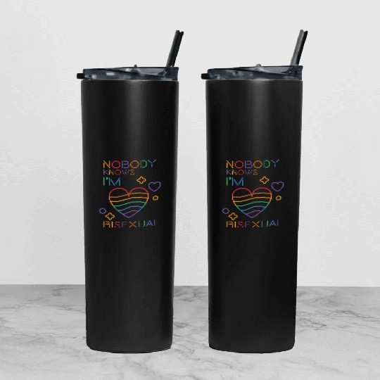Nobody Knows I'm Bisexual LGBT Rainbow Pride Color Tumbler With Lid And Straw