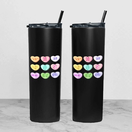 Teacher Valentines Day Conversation Heart School Tumbler With Lid And Straw
