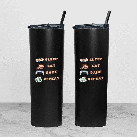 sleep eat game repeat PlayStation Tumbler With Lid And Straw